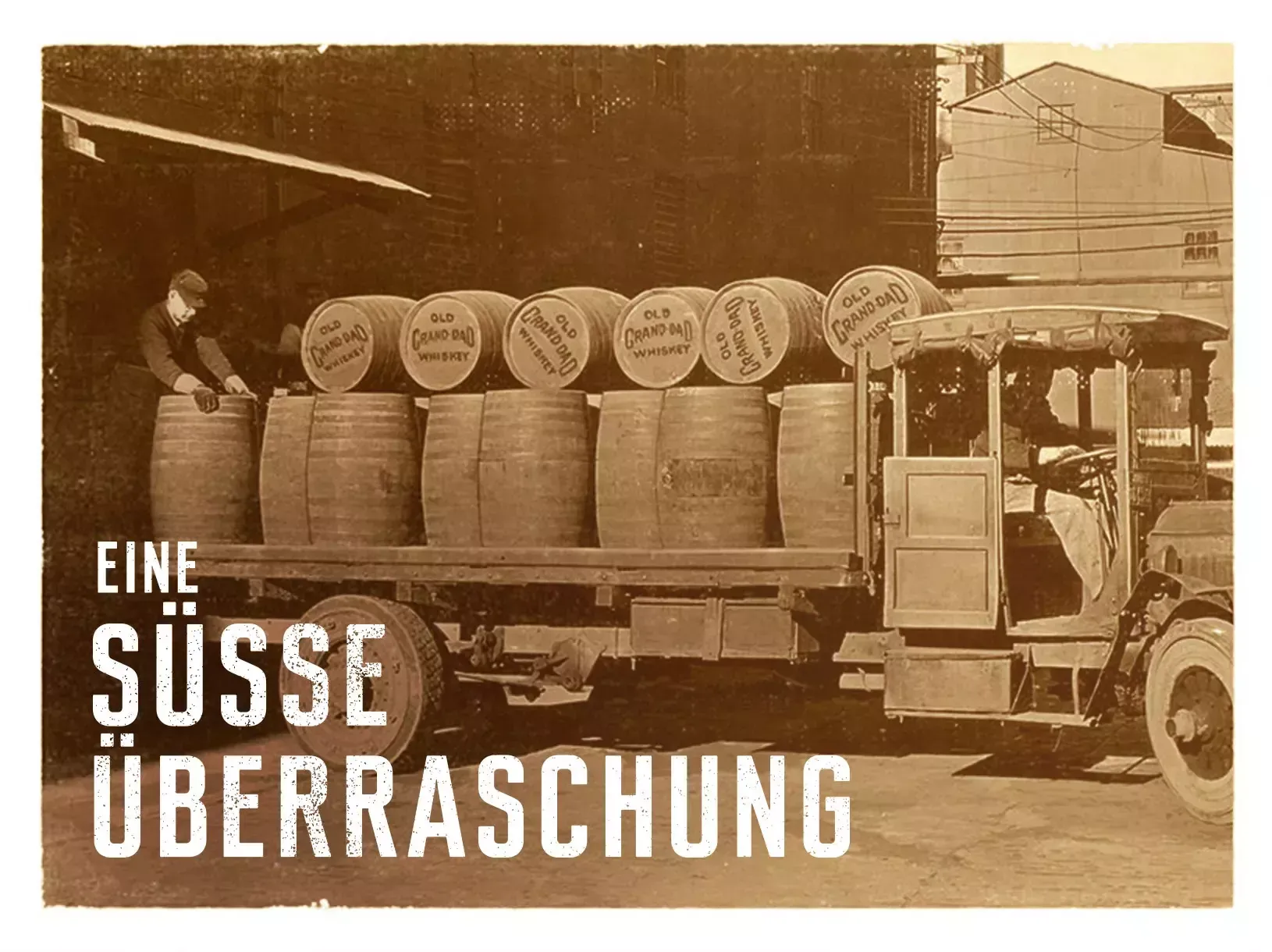 Worker with Jim Beam Barrels